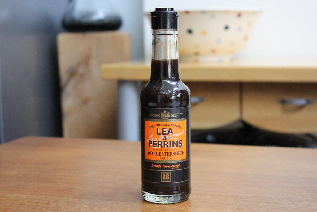 A bottle of Lea & Perrins Worcestershire sauce